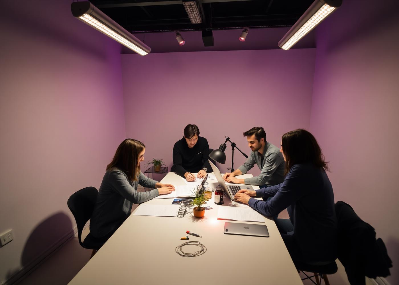 Petite équipe collaborant autour d'une table